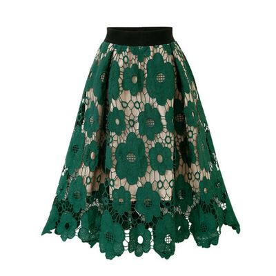 

Women Lace Skirt Pleated Floral Short Pencil Skirt Cocktail Party Casual Skirt