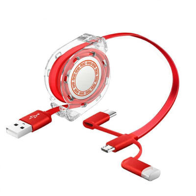 

3-in-1 Telescopic Multi Retractable Fast Charger Cord With IPhone Lightning Type-C Micro USB-1m