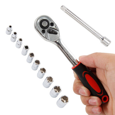 

12pcs 14-Inch Car Repair Tool Ratchet Wrench Socket Set 63MM Extension Rod Combo Tools Kit For Bicycle Motorcycle Tool Set