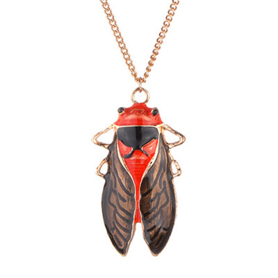 

Women Insect Cicada Pendant Necklace Retro Vintage Colored Glaze Necklace Women Christmas Gothic Gift