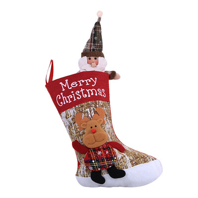 

〖Follure〗Christmas Stocking Large Sock Santa Claus Candy Gift Bag Xmas Tree Hanging Decor