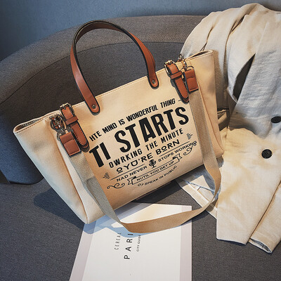 

Bag girl 2019 new trendy Korean version of leisure canvas bag handbag large bag one shoulder bag fairy oblique satchel bag bag