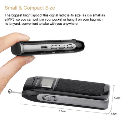 

Retekess PR12 Portable AM FM Stereo Radio Pocket MP3 Player 2 Band Digital Tuning Radio Mini Receiver Outdoor Radio w 12" LCD Di