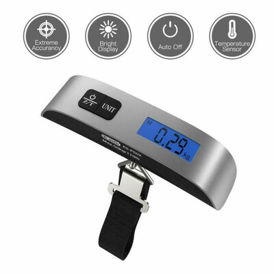 

Megacare Portable LCD Display Electronic Luggage Scale 110lb 50 Kg Temperature Sensor Digital Hanging Electronic Luggage Scale