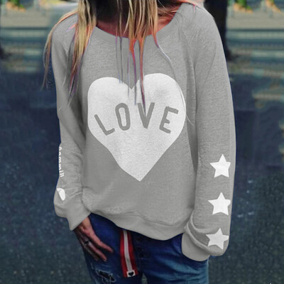 

Tailored Womens Letter Print LOVE Slogan T Shirt Summer Ladies Long Sleeve Blouse Tops