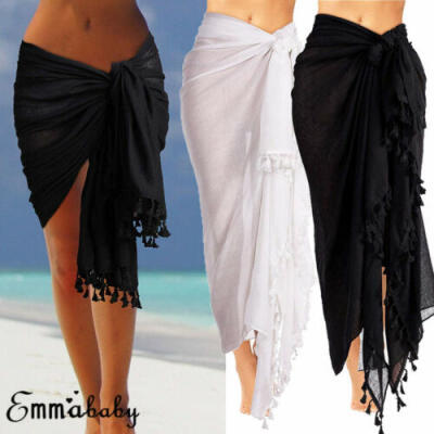 

US Women Swimwear Bikini Cover Up Sheer Beach Skirt Sarong Pareo Long Maxi Dress