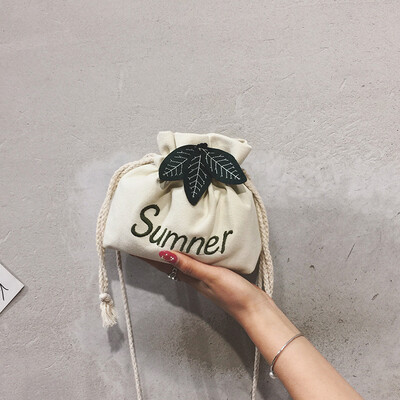 

Summer bag female 2019 new Korean version of the small fresh girl canvas slung shoulder bag ins mini bucket bag