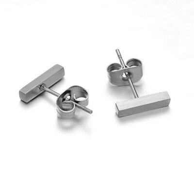 

Cuboid 304 Stainless Steel Stud Earrings Stainless Steel Color 10x2x18mm Pin 08mm
