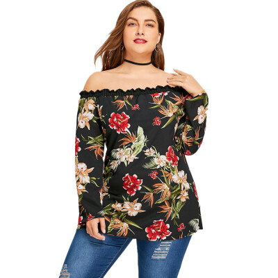 

Plus Size Off The Shoulder Floral Blouse