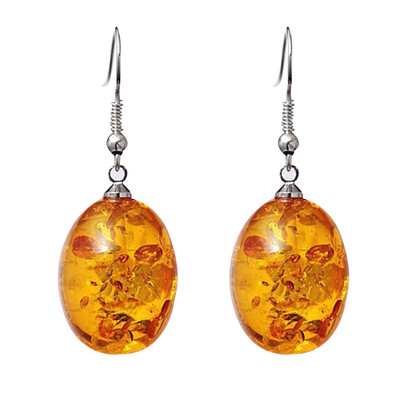 

Vintage Oval Shaped Faux Amber Dangle Hook Earrings Women Piercing Jewelry Gift