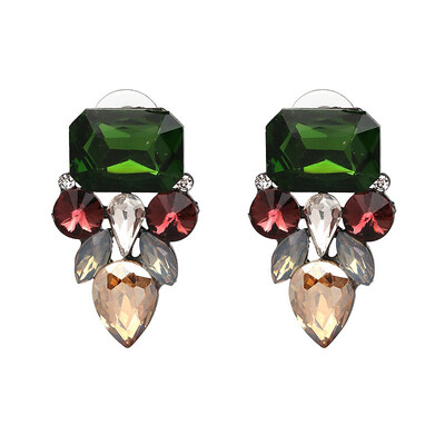 

JURAN 2 Colors 2018 New Cute Crystal Geometric Stud Earrings for women Trendy Statement Brincos Earring Jewelry wholesale C1203