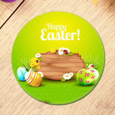 

2Pcs\Set Happy Easter Religion Christianity Festival Tinplate Badge Colored Egg Bunny Round Pin Badge