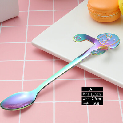 

Toponeto Cute Dog Spoon Long Handle Spoons Flatware Coffee Drinking Tools Kitchen Gadget