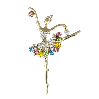 

Ballerina Rhinestone Brooch Ballerina Girl Beautiful Colorful Rhinestone Brooch