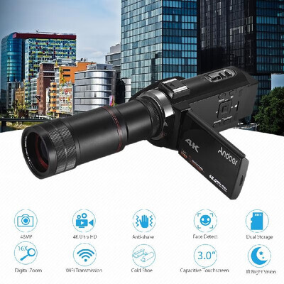 

Andoer 4K HD Digital Video Camera Camcorder DV 16X Digital Zoom 3 Inch TouchScreen WiFi IR Night Vision with 2pcs Batteries 8X T