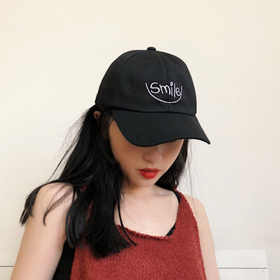 

Lovers style baseball cap SMILE summer sun-shading cap Korean-style street-and-white-hat custom-made