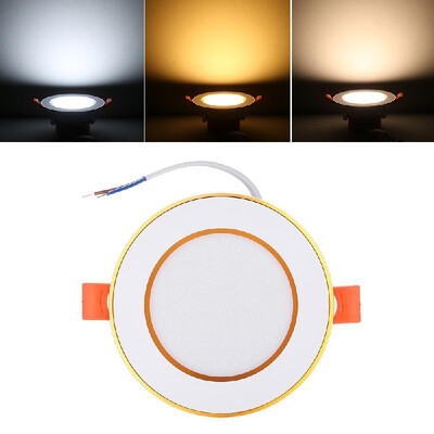 

AC85-265V 5W LED Round Ceiling 3 Lighting Color Downlight Recessed Down Light Indoor Home Decor Lamp White & Golden