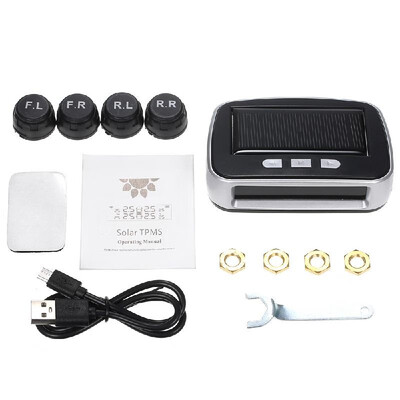 

Car TPMS Tire Pressure Digital Solar Energy Monitoring System Auto Security Tire Pressure Alarm Systems LCD Display with 4 Interna