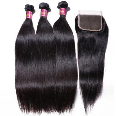 

UNice 8A Brazilian Straight Hair Bundles with Closure Virgin Human Hair