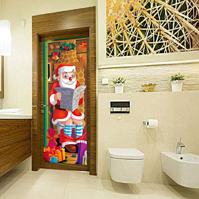 

Toponeto 3D Christmas Door Covers Christmas Party Decorations Door Toilet 31 x 78 Inch