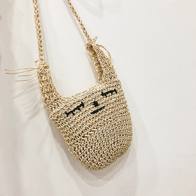 

Tailored Women Cute Smile Straw Bag Casual Wild Vacation Simple Weave Crossbody Bag