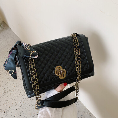 

Retro chic Lingge chain bag simple lock small square bag new 2019 fashion shoulder bag Messenger bag