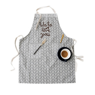 

The New Japanese Cotton Cotton Linen Apron Cute Simple Lace Side Double Pocket Home Kitchen Apron