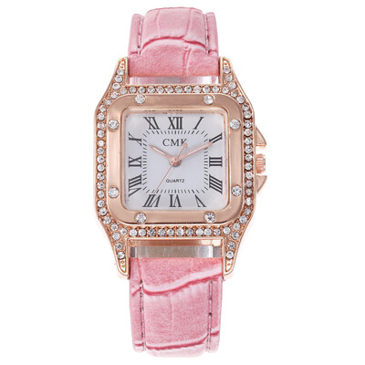 

Explosion models ladies full diamond square shell quartz watch fashion student watch female models