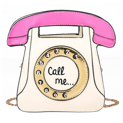 

Creative Women Faux Leather Cartoon Telephone Shoulder Bag Cross Body Pouch