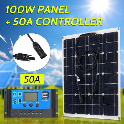 

100W 18V Monocrystalline Solar Panel Module Kit High Efficiency IP65 Water Resistance with 1020304050A Solar Charge Controller