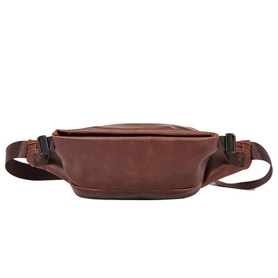

Retro personality chest bag crazy horse PU leather chest bag trendy mens leather small satchel fashion retro mens street pockets
