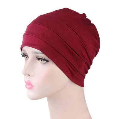 

Women Turban Elastic Cotton Chemo Cap Head-wrap Casual Beanie Cap