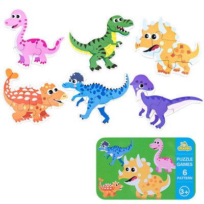 

Gotoamei 6 In 1 Animal Cartoon Wooden Traffic Puzzle Early Childhood Educational Toys
