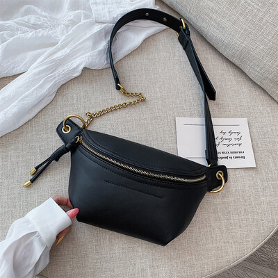 

Qiao Bani 2019 new South Korea ins fashion solid color simple chain bag wild chest bag shoulder diagonal female bag