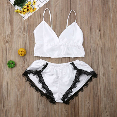 

Ladies Women Satin Lace Sleepwear Babydoll Lingerie Nightdress Pajamas Suit Sets