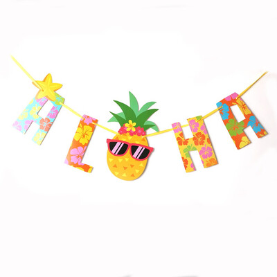 

FUNNYBUNNY Summer Hawaiian Tropical Pineapple Garland Bunting Party Home Banners