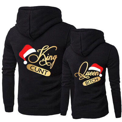 

King&Queen Matching Couple Hoodies His&Her Christmas Hooded Sweatshirts