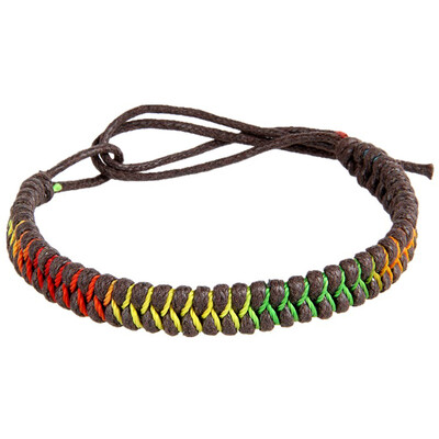 

Men Women Fashion Jewelry Friendship Folk-custom Knitting Bracelet Hand Weaving Leather Wristband