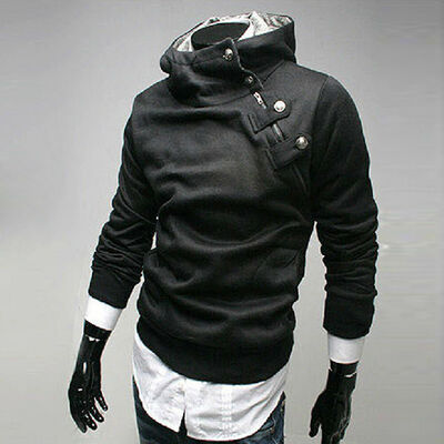 

Mens metal buckle padded jumpsuit casual shirt shirt sweater hooded jacket New