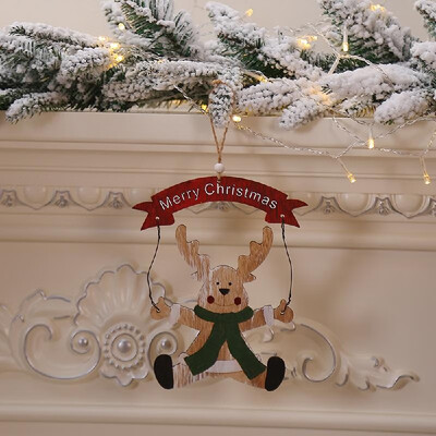 

Christmas Wooden Pendant Door Hanging Santa Snowman Elk Christmas Tree Widget Fesitival Christmas Decoration