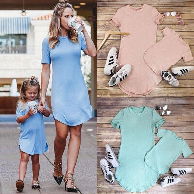 

Mother Daughter Matching Dress Baby Kids Womens Party Dresses Cotton Clothes