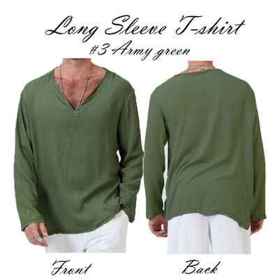 

SUNSIOM Mens Linen V Neck T-Shirt Casual Button Long Sleeve Slim Tee Shirt Tops Blouse