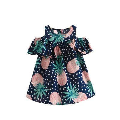 

Newly Fashion 3-8T Summer Baby Girls Casual Cute Short Sleeve Dress Girls Beach Style Printed Dresses