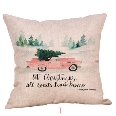

Tailored Happy Christmas Pillow Cases Linen Sofa Cushion Cover Home Decor Pillow Case