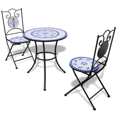

3 Piece Bistro Set Ceramic Tile Blue&White