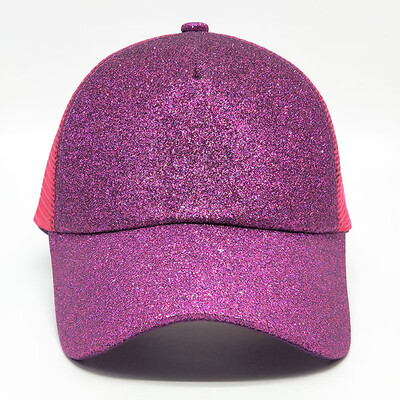

New Woman Girls Cap Sequined Fishnet Splice Baseball Sport Casual Hip-Pop Streetwear Flat Hat