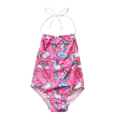 

Kids Girls Rainbow Unicorn Bikini Beachwear Swimwear Swim Bathing Suit Swimsuit 2-8Y