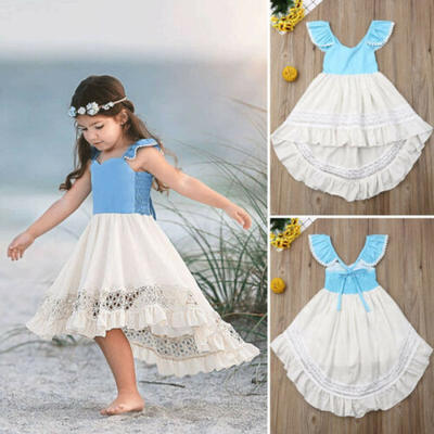 

Kid Girl Flower Dress Princess Party Wedding Bridesmaid Formal Gown Long Dresses