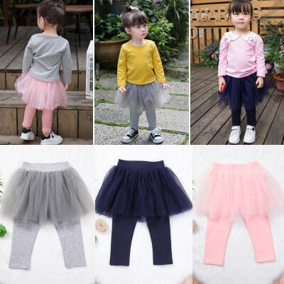 

2018 Spring Autumn Baby Kids Girl Lace Tutu Tulle Skirt Leggings Pants Culotte Pantskirt Clothes