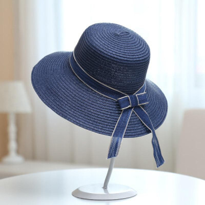 

Women Hat Summer Fall Sunscreen Bow Straw Weaving Hat Wide Brim Foldable Travel Beach Hats Suns Visor UV Protection Cap